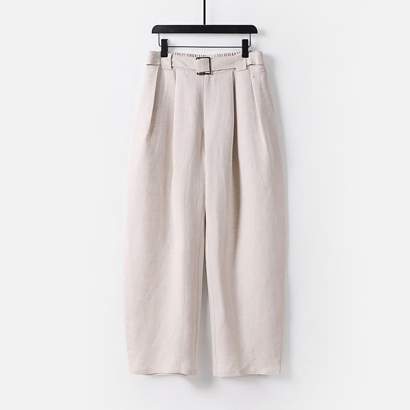 Buddha Stones Pantalon d'été pour homme en coton et lin, à jambes larges, avec fermeture éclair et taille élastique, et poches. - Lin - US/UK/AU54，EU64 (9XL) - image 0