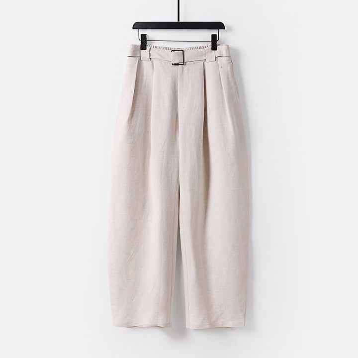 Buddha Stones Pantalon d'été pour homme en coton et lin, à jambes larges, avec fermeture éclair et taille élastique, et poches. - Lin - US/UK/AU54，EU64 (9XL) - image 0