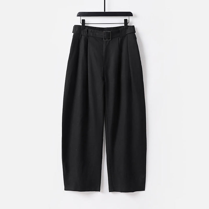 Buddha Stones Pantalon d'été pour homme en coton et lin, à jambes larges, avec fermeture éclair et taille élastique, et poches. - Noir - US/UK/AU54，EU64 (9XL) - image 9