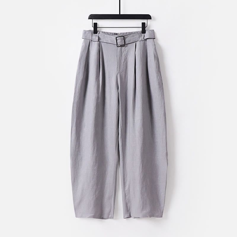 Buddha Stones Pantalon d'été pour homme en coton et lin, à jambes larges, avec fermeture éclair et taille élastique, et poches. - Gris - US/UK/AU54，EU64 (9XL) - image 10