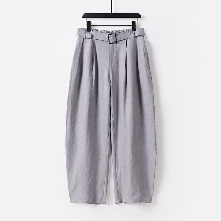 Buddha Stones Pantalon d'été pour homme en coton et lin, à jambes larges, avec fermeture éclair et taille élastique, et poches. - Gris - US/UK/AU54，EU64 (9XL) - image 10