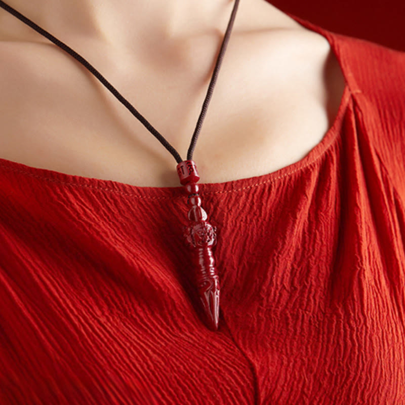 Buddha Stones Pendentifs en cinabre Om Mani Padme Hum pour éloigner les mauvais esprits - image 9