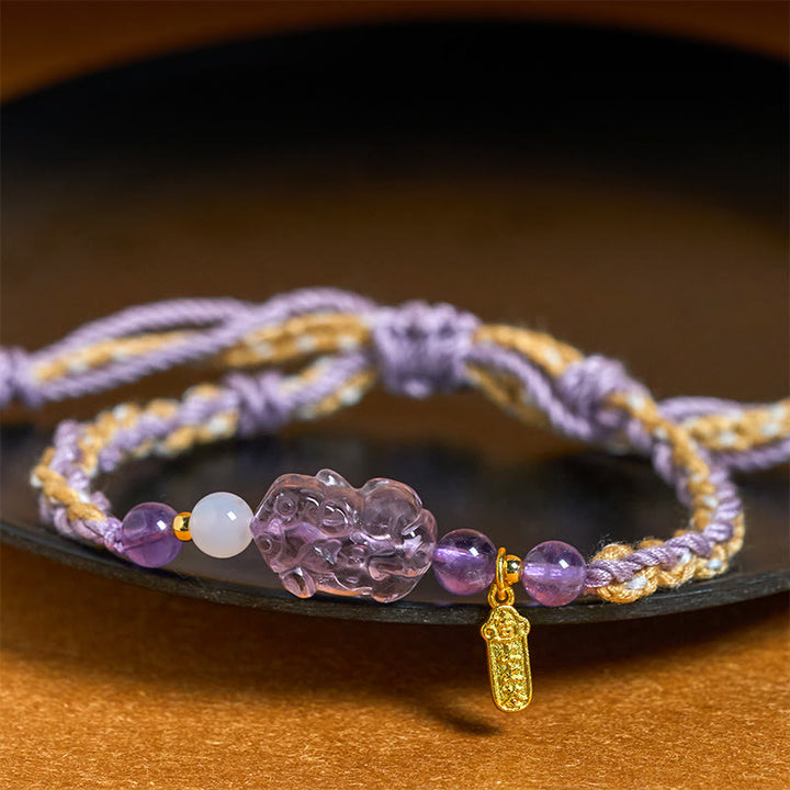 Buddha Stones Bracelet porte-bonheur Pixiu Balance en améthyste - image 3