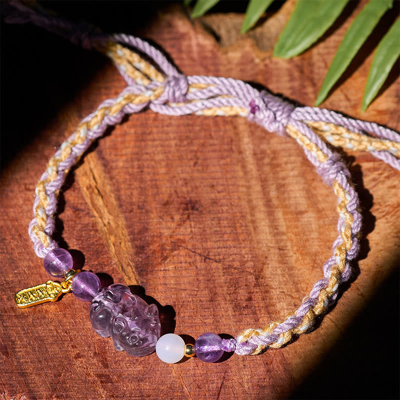 Buddha Stones Bracelet porte-bonheur Pixiu Balance en améthyste - image 4
