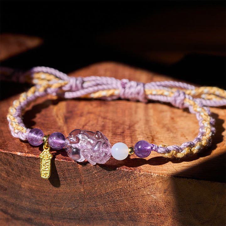 Buddha Stones Bracelet porte-bonheur Pixiu Balance en améthyste - Améthyste Pixiu (Tour de poignet : 17-18 cm) - image 0
