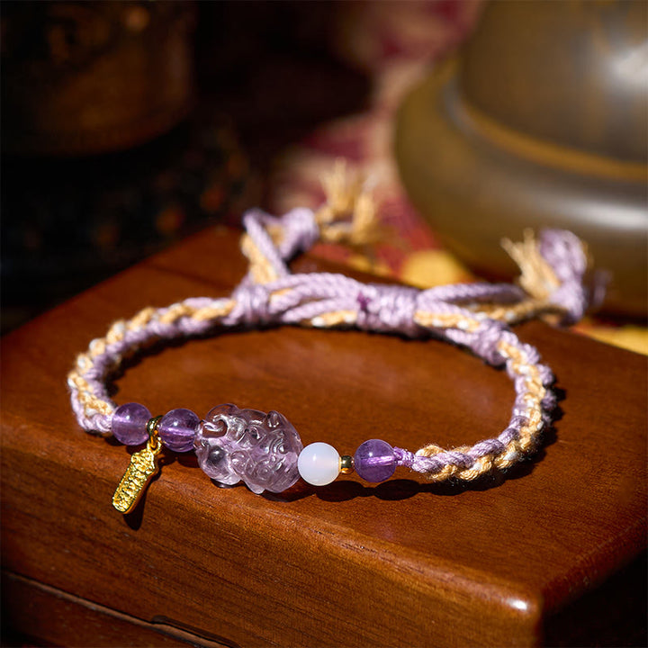 Buddha Stones Bracelet porte-bonheur Pixiu Balance en améthyste - image 1