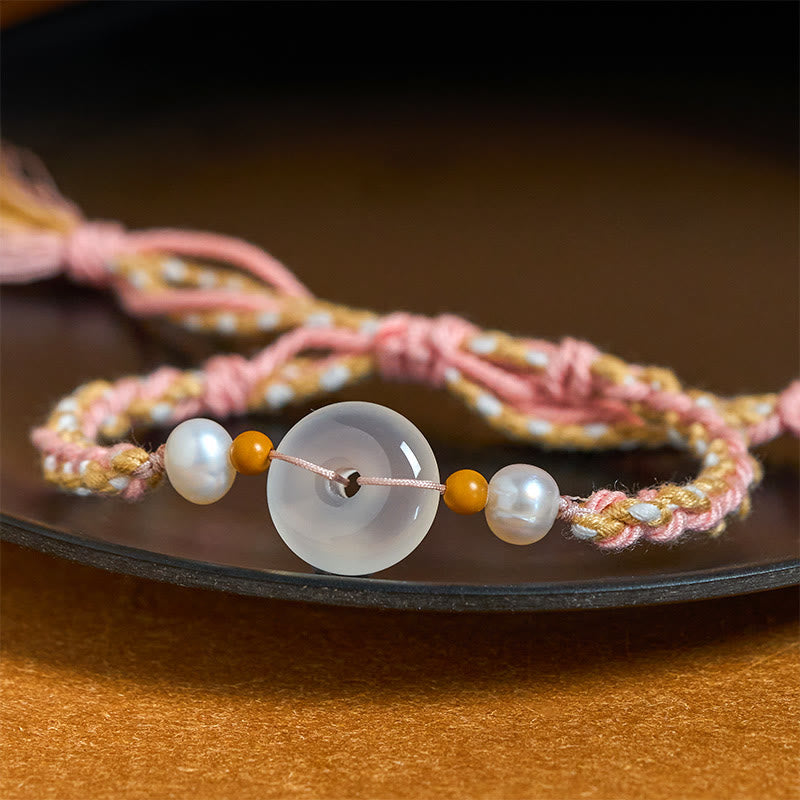 Buddha Stones Bracelet positif en calcédoine avec boucle de paix - image 1