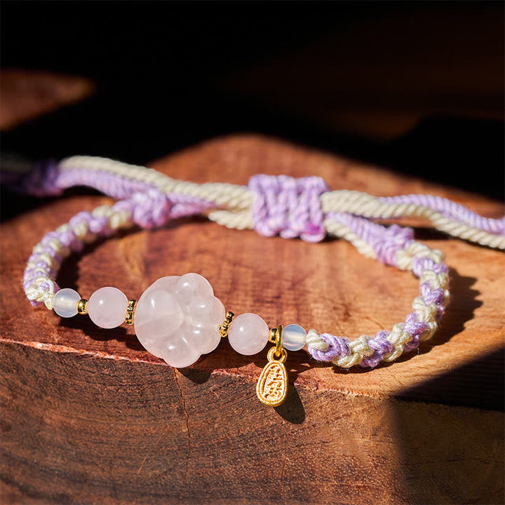 Buddha Stones Bracelet Chat en Cristal Rose Chaleur et Amour - Cristal rose (Tour de poignet : 17-18 cm) - image 0