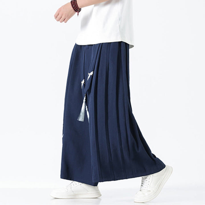 Buddha Stones Pantalon large pour homme en coton, longueur cheville, avec cordon de serrage et poches, orné d'un motif dragon d'été - image 6