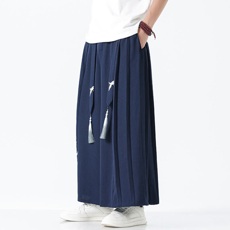 Buddha Stones Pantalon large pour homme en coton, longueur cheville, avec cordon de serrage et poches, orné d'un motif dragon d'été - image 4