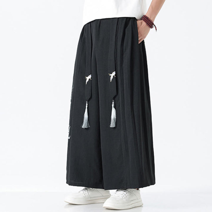 Buddha Stones Pantalon large pour homme en coton, longueur cheville, avec cordon de serrage et poches, orné d'un motif dragon d'été - image 13