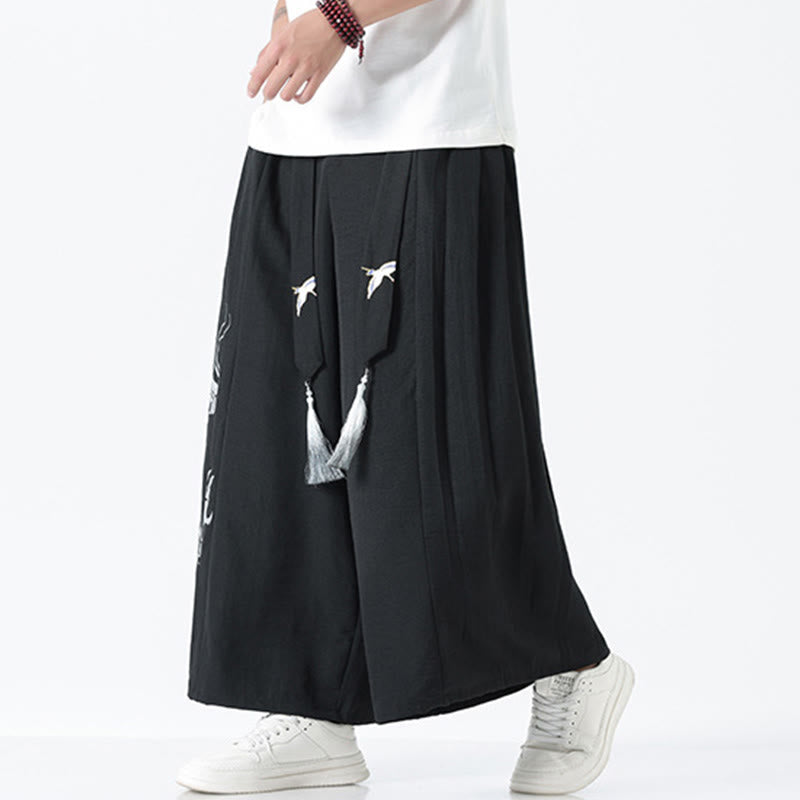 Buddha Stones Pantalon large pour homme en coton, longueur cheville, avec cordon de serrage et poches, orné d'un motif dragon d'été - image 10