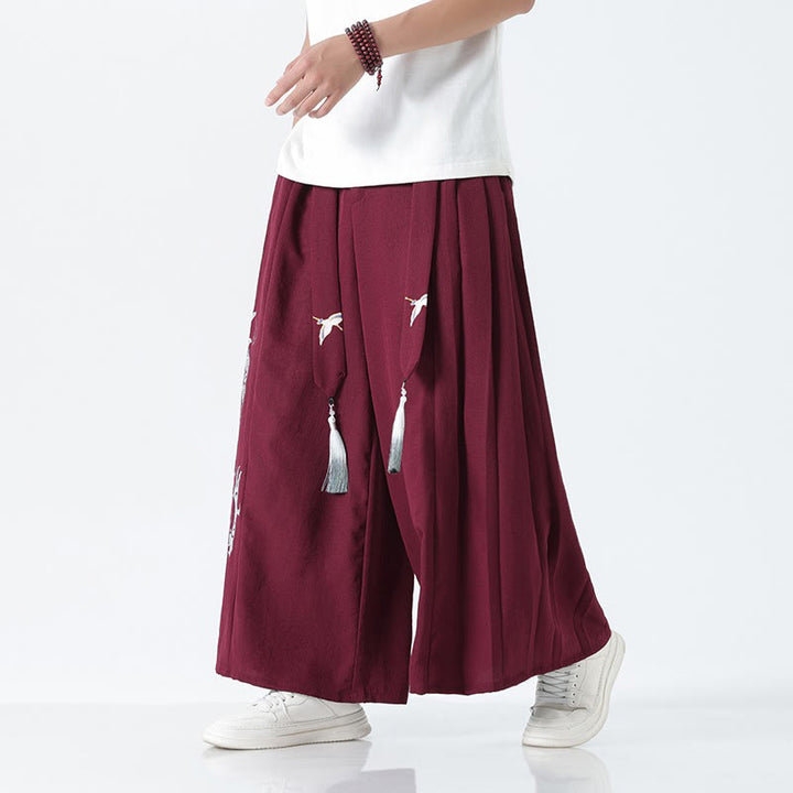 Buddha Stones Pantalon large pour homme en coton, longueur cheville, avec cordon de serrage et poches, orné d'un motif dragon d'été - image 17