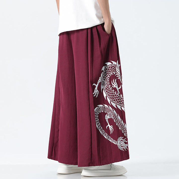 Buddha Stones Pantalon large pour homme en coton, longueur cheville, avec cordon de serrage et poches, orné d'un motif dragon d'été - image 18