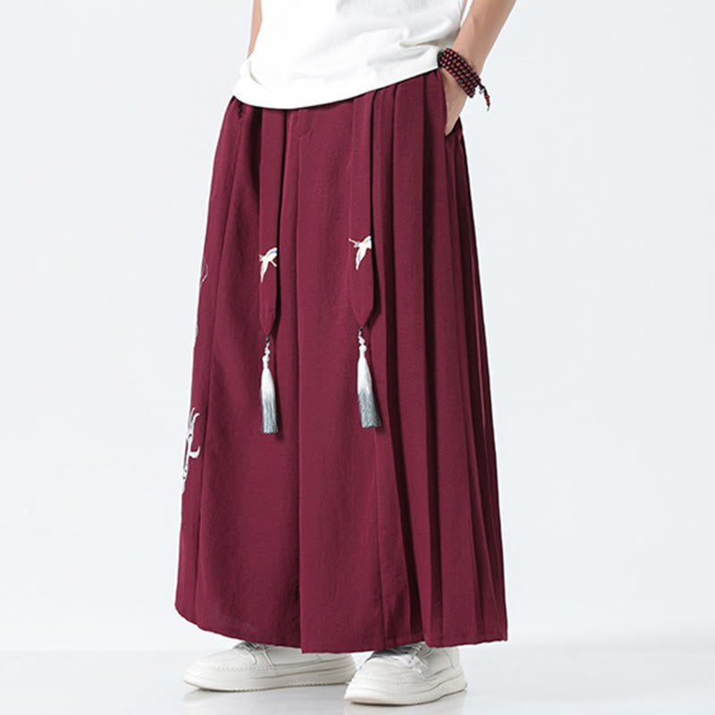 Buddha Stones Pantalon large pour homme en coton, longueur cheville, avec cordon de serrage et poches, orné d'un motif dragon d'été - image 21