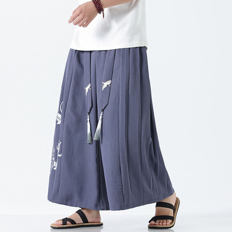 Buddha Stones Pantalon large pour homme en coton, longueur cheville, avec cordon de serrage et poches, orné d'un motif dragon d'été - image 30