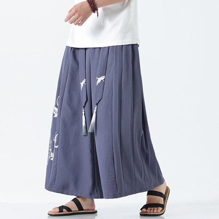 Buddha Stones Pantalon large pour homme en coton, longueur cheville, avec cordon de serrage et poches, orné d'un motif dragon d'été - image 30