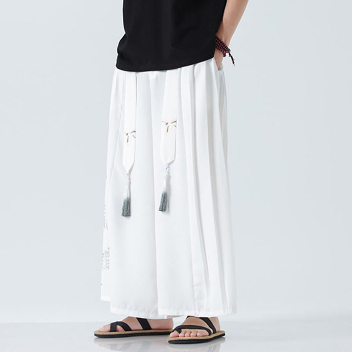 Buddha Stones Pantalon large pour homme en coton, longueur cheville, avec cordon de serrage et poches, orné d'un motif dragon d'été - image 38