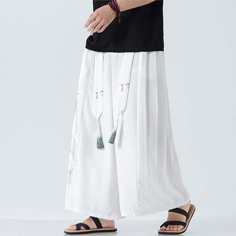 Buddha Stones Pantalon large pour homme en coton, longueur cheville, avec cordon de serrage et poches, orné d'un motif dragon d'été - image 39