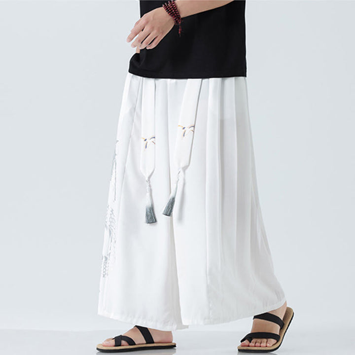 Buddha Stones Pantalon large pour homme en coton, longueur cheville, avec cordon de serrage et poches, orné d'un motif dragon d'été - image 39