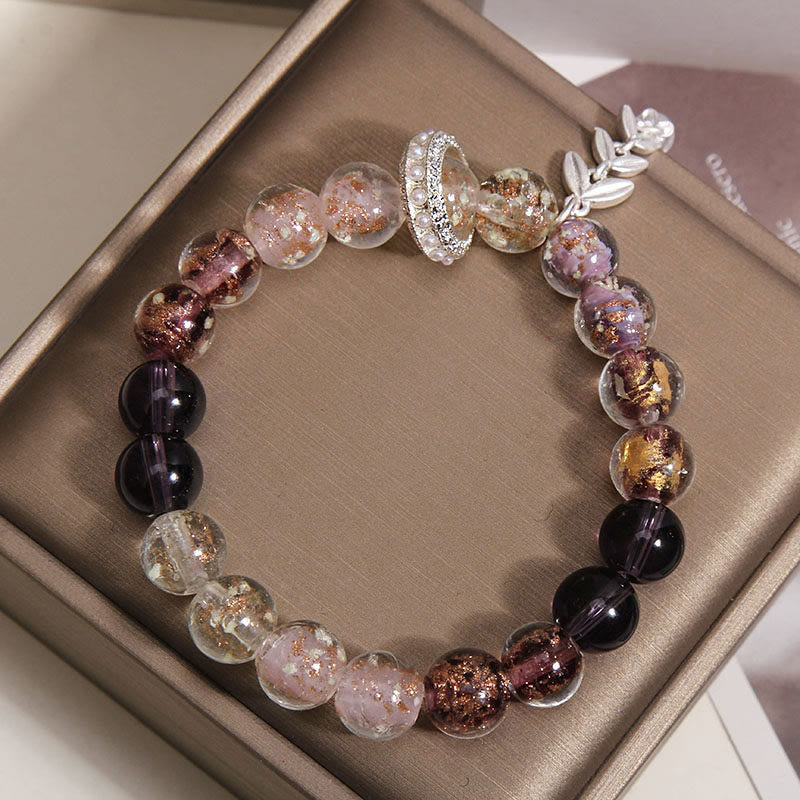 Buddha Stones Bracelet Liuli en perles de verre avec breloque oreille de blé - image 3