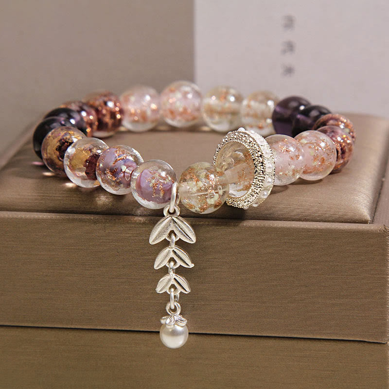 Buddha Stones Bracelet Liuli en perles de verre avec breloque oreille de blé - image 5