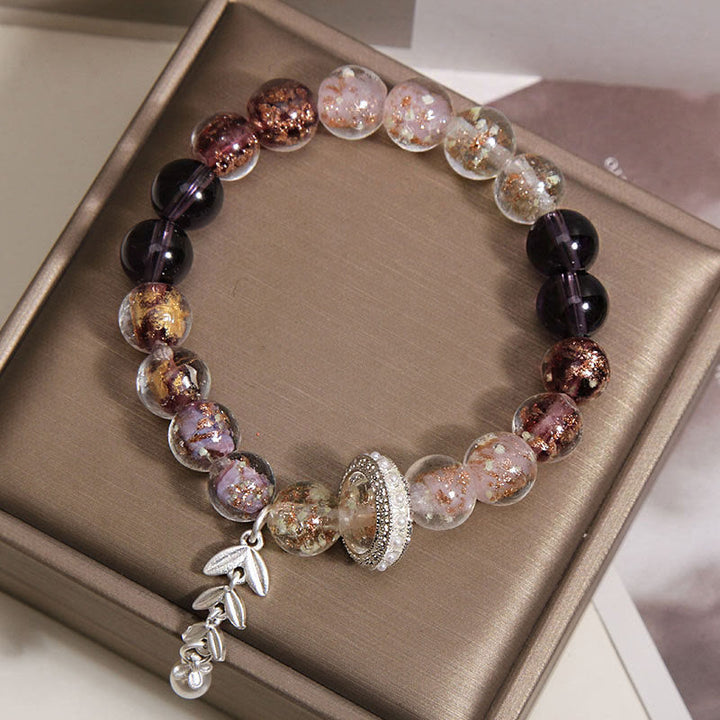 Buddha Stones Bracelet Liuli en perles de verre avec breloque oreille de blé - image 2