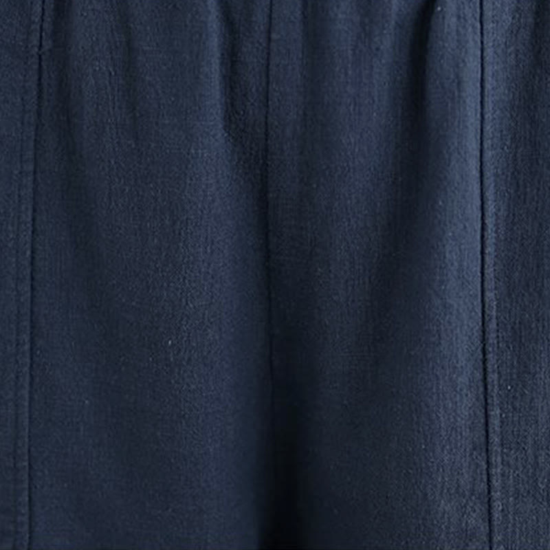 Buddha Stones Pantalon droit pour femme en coton et lin uni avec poches - image 27