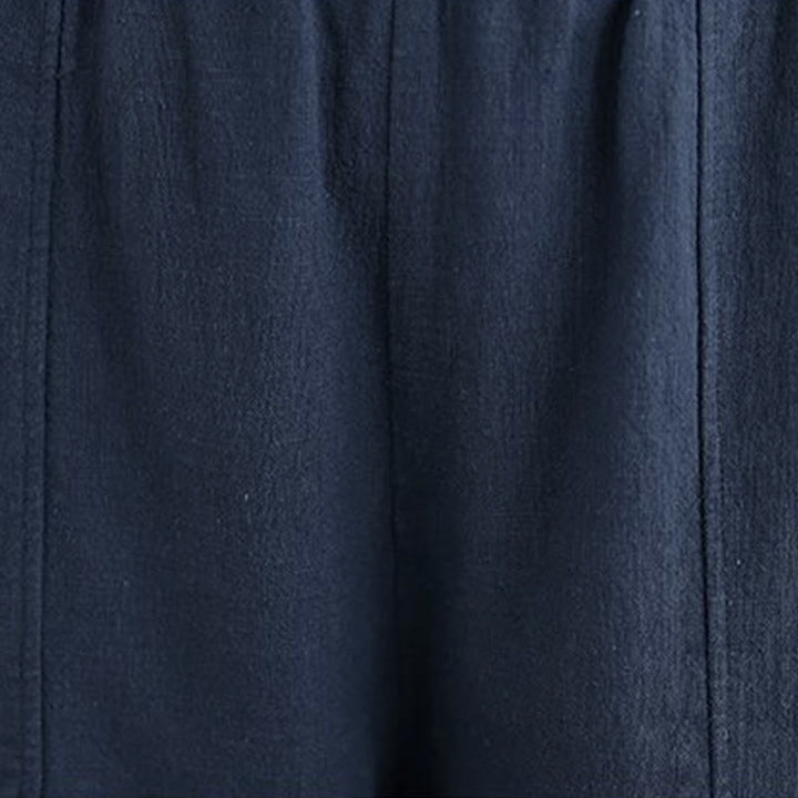 Buddha Stones Pantalon droit pour femme en coton et lin uni avec poches - image 27