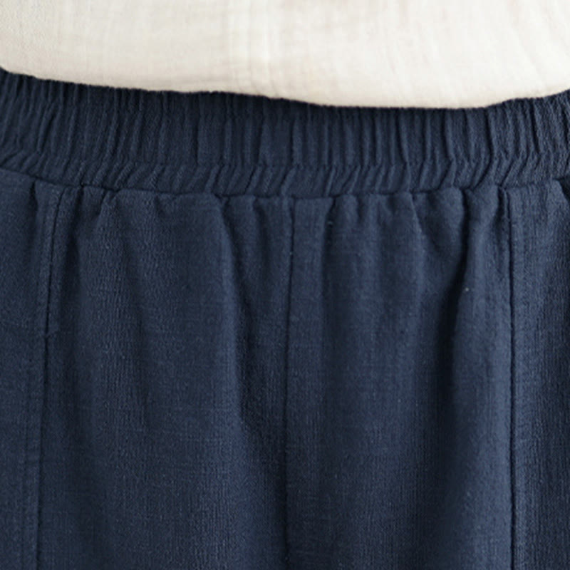 Buddha Stones Pantalon droit pour femme en coton et lin uni avec poches - image 24