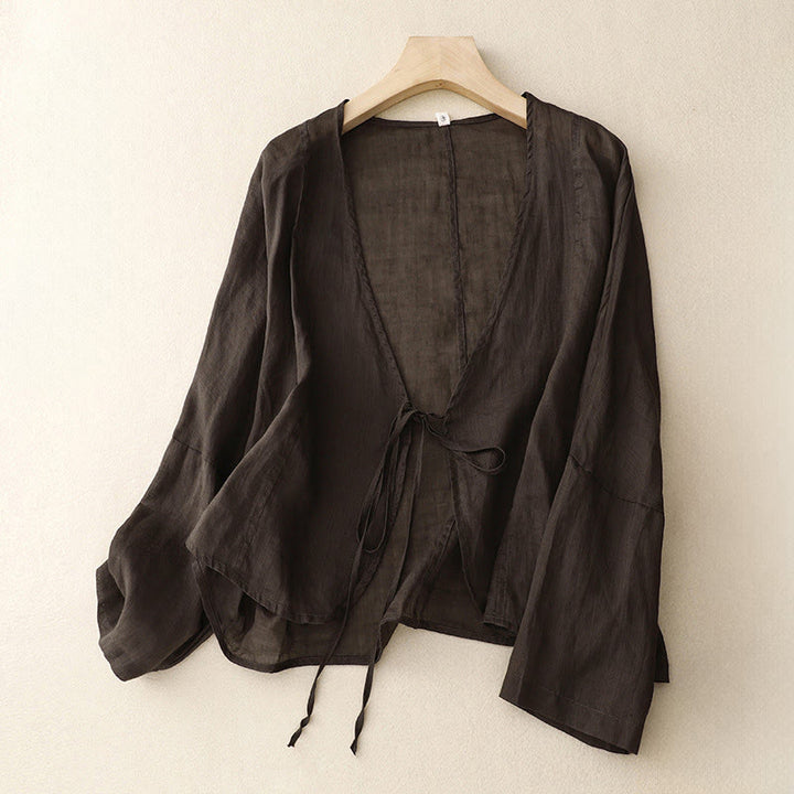 Kimono d'été uni à manches longues et lacets, imprimé de Buddha Stones , pour femme - SaddleBrown - US12，UK/AU16，EU44 (XL) - image 12