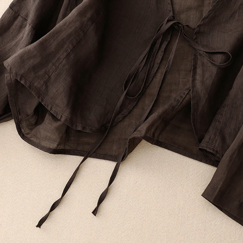 Kimono d'été uni à manches longues et lacets, imprimé de Buddha Stones , pour femme - image 15