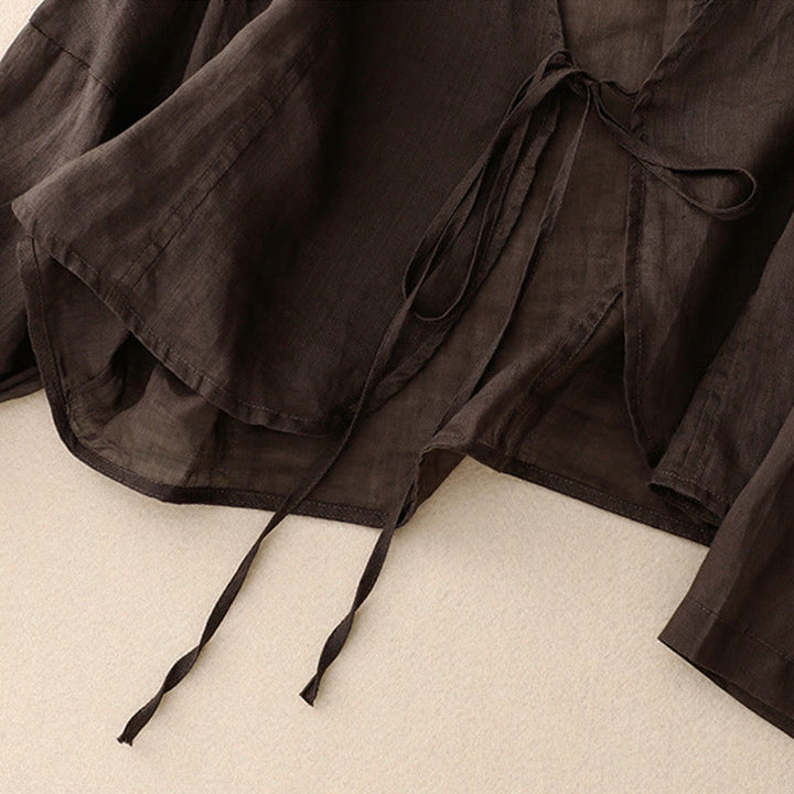 Kimono d'été uni à manches longues et lacets, imprimé de Buddha Stones , pour femme - image 15