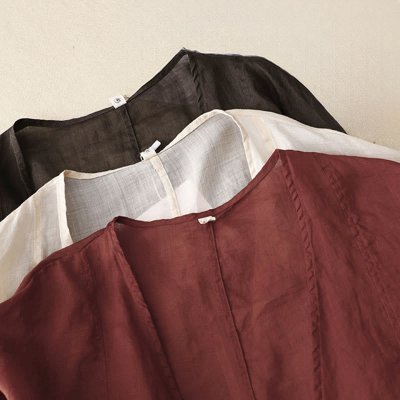 Kimono d'été uni à manches longues et lacets, imprimé de Buddha Stones , pour femme - image 19