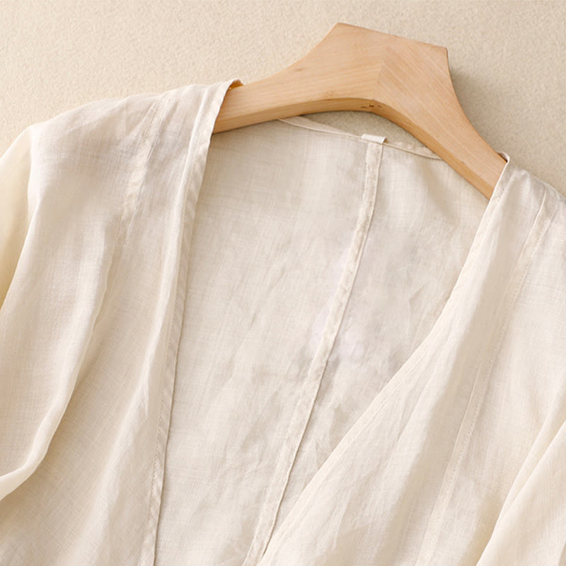 Kimono d'été uni à manches longues et lacets, imprimé de Buddha Stones , pour femme - image 7
