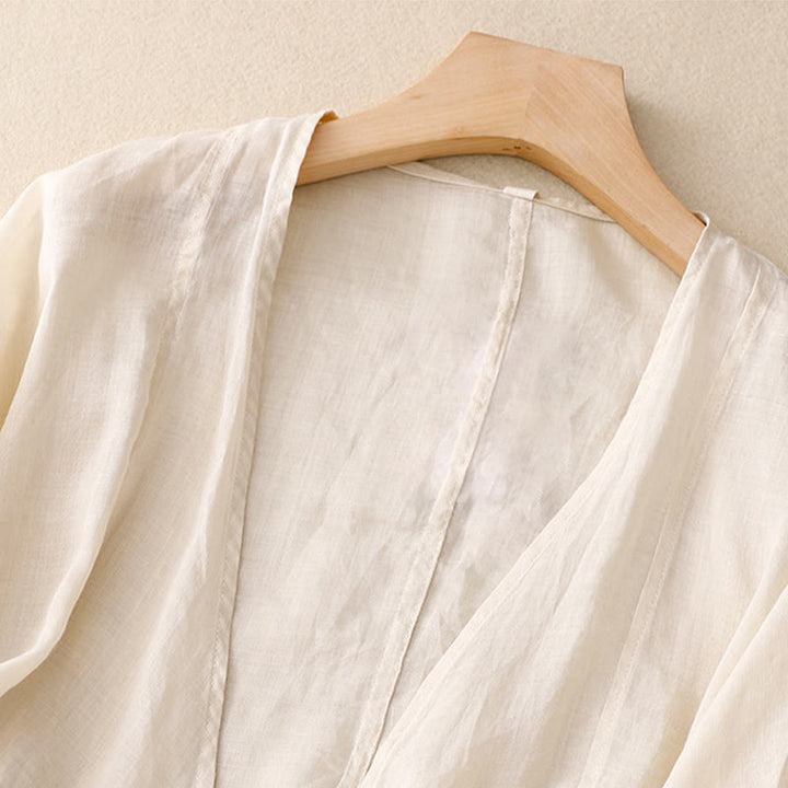 Kimono d'été uni à manches longues et lacets, imprimé de Buddha Stones , pour femme - image 7
