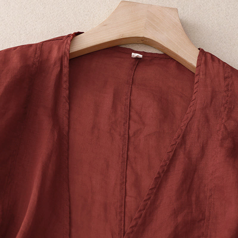 Kimono d'été uni à manches longues et lacets, imprimé de Buddha Stones , pour femme - image 1