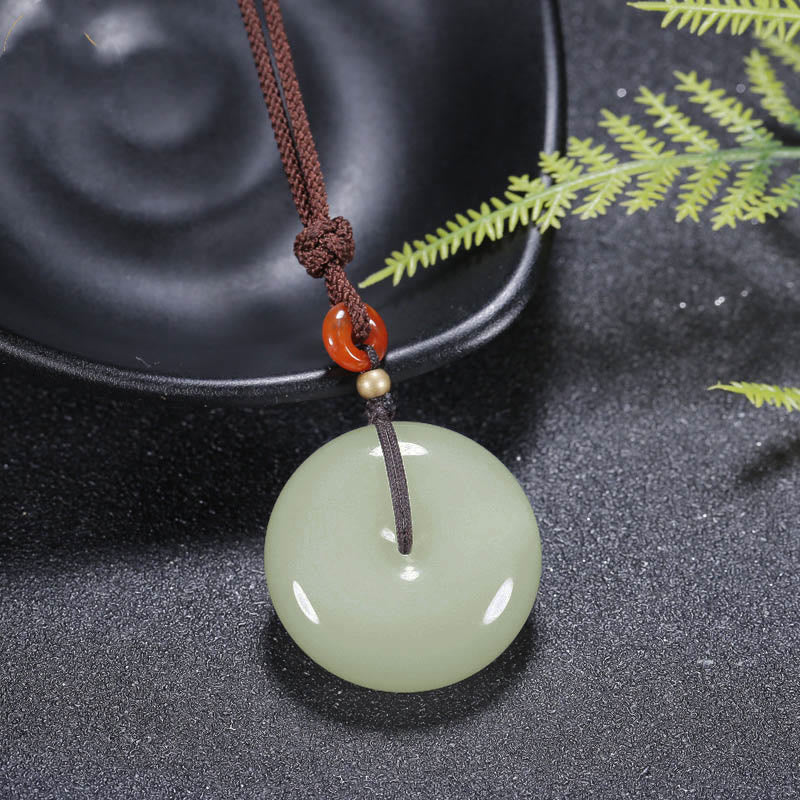 Collier pendentif en jade blanc Hetian rond avec Buddha Stones et boucle de paix - image 3