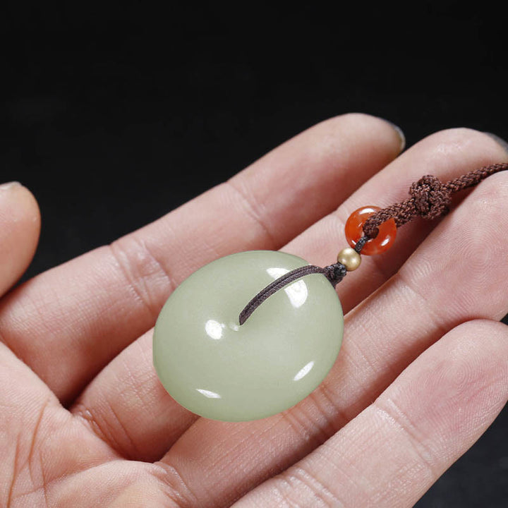 Collier pendentif en jade blanc Hetian rond avec Buddha Stones et boucle de paix - image 9