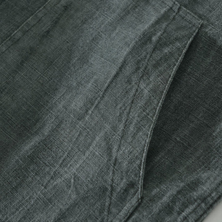 Buddha Stones Chemises d'automne unies à manches longues, boutons, en ramie lin et coton, avec poches - image 8