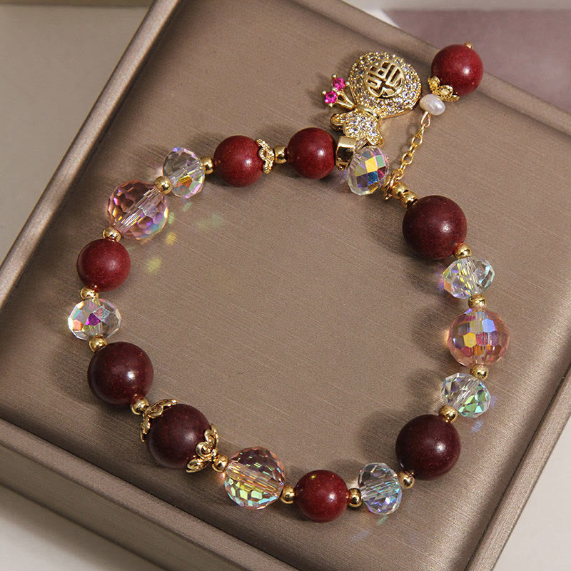 Buddha Stones Bracelet porte-bonheur en bois de santal avec le personnage Fu, symbole de fortune et de protection. - image 3