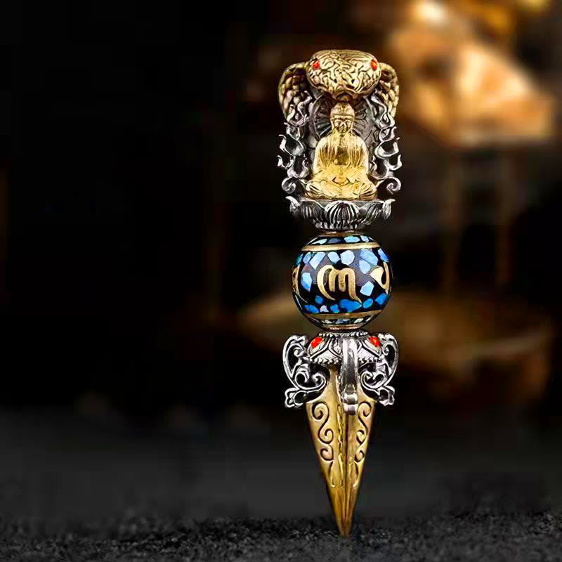Buddha Stones tibétaines Om Mani Padme Hum bouddha richesse Rotation collier Vajra pendentif - Pendentif et chaîne - image 0