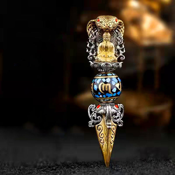 Buddha Stones tibétaines Om Mani Padme Hum bouddha richesse Rotation collier Vajra pendentif - Pendentif et chaîne - image 0