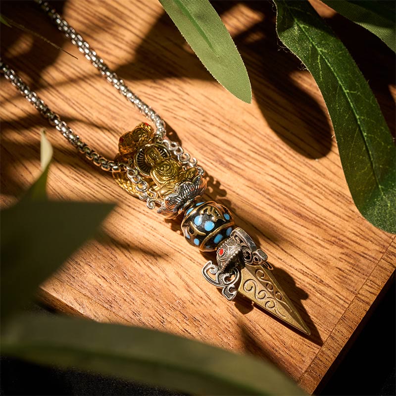 Buddha Stones tibétaines Om Mani Padme Hum bouddha richesse Rotation collier Vajra pendentif - image 3