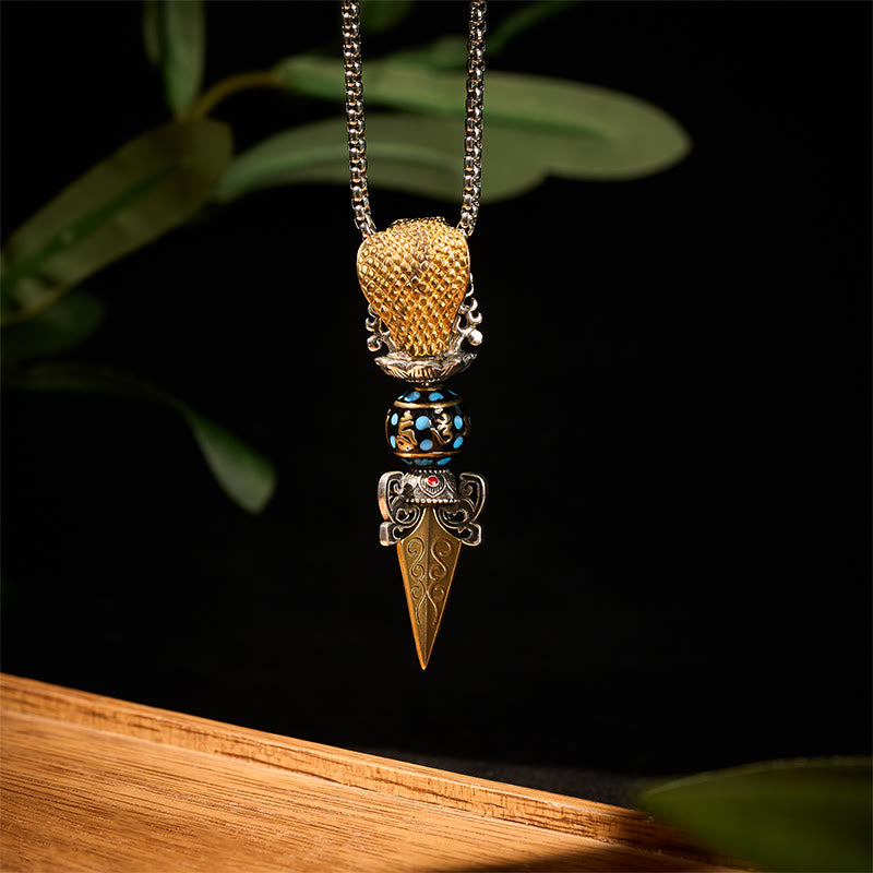 Buddha Stones tibétaines Om Mani Padme Hum bouddha richesse Rotation collier Vajra pendentif - image 2