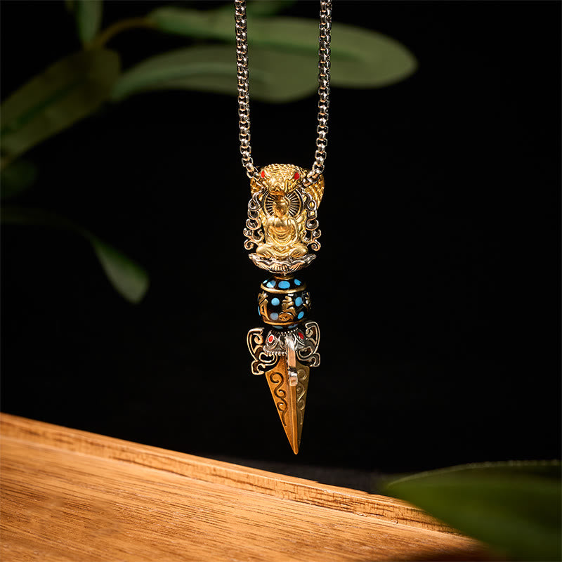 Buddha Stones tibétaines Om Mani Padme Hum bouddha richesse Rotation collier Vajra pendentif - image 1