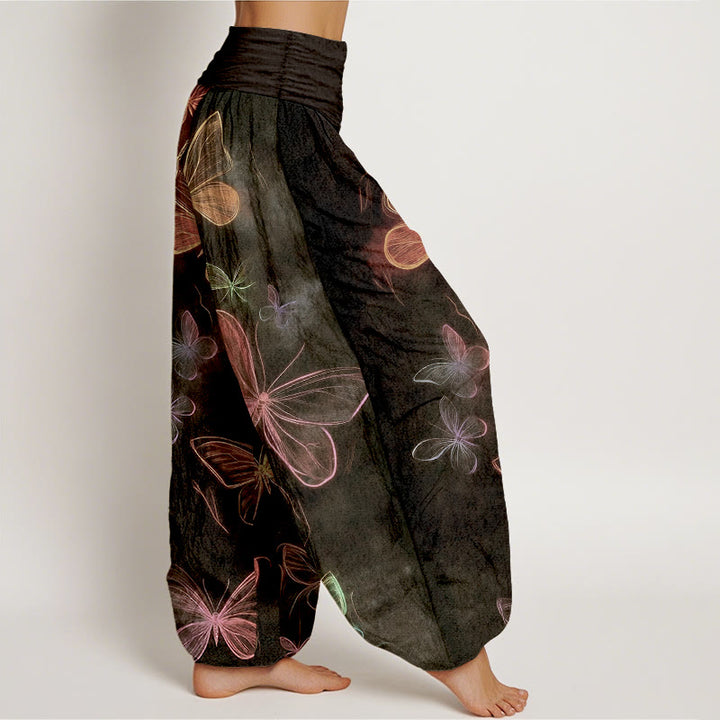 Buddha Stones Pantalon harem à taille élastique pour femme, en coton, motif papillon onirique - image 7