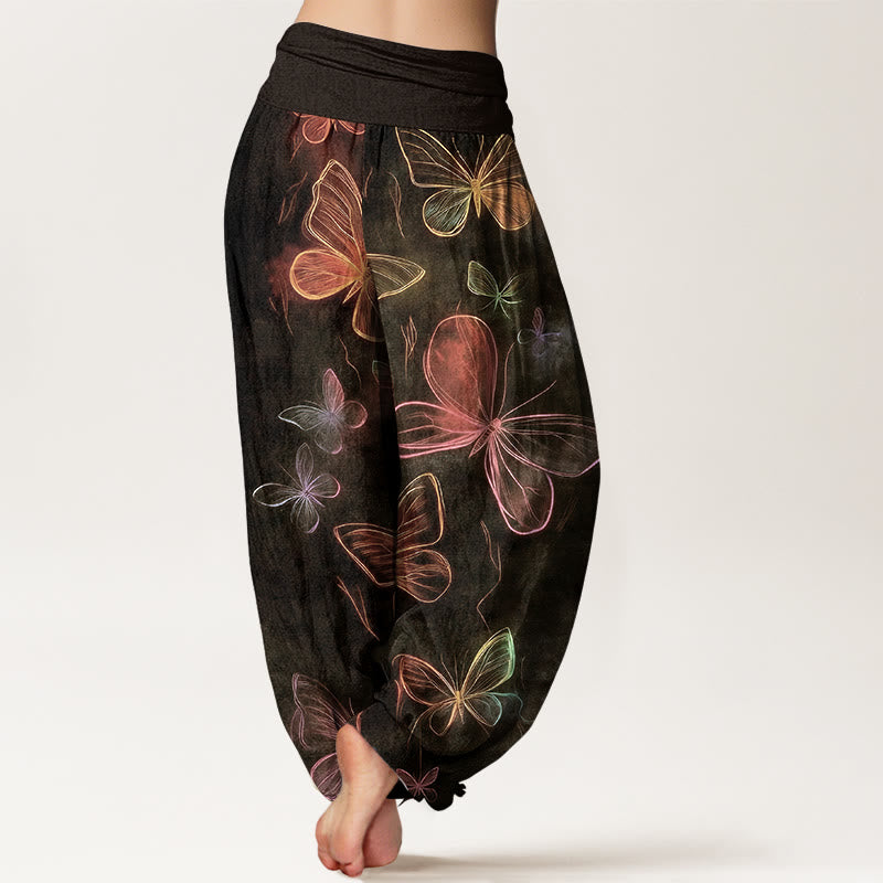 Buddha Stones Pantalon harem à taille élastique pour femme, en coton, motif papillon onirique - image 6