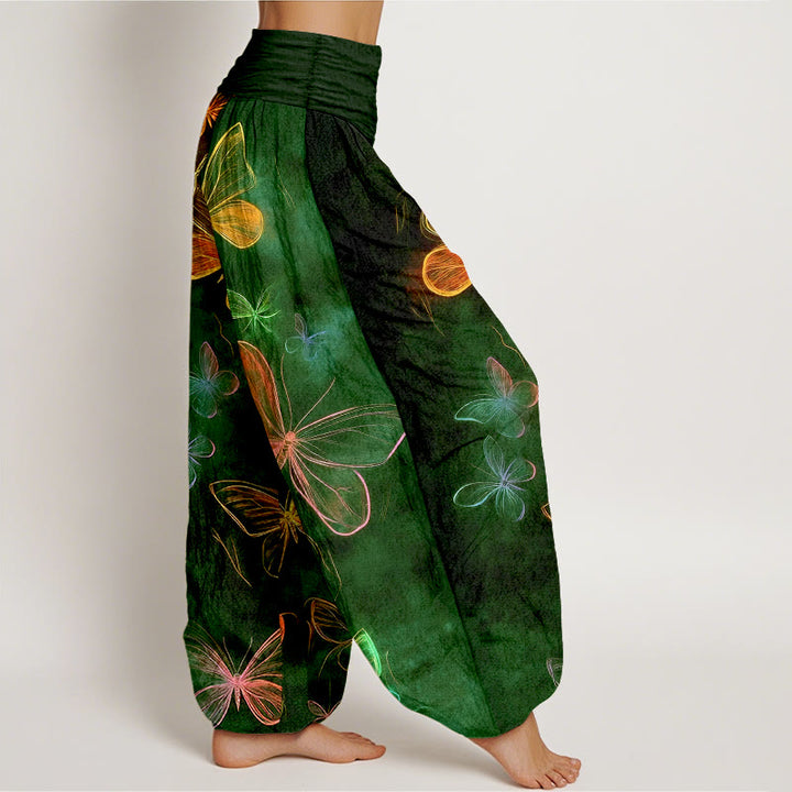 Buddha Stones Pantalon harem à taille élastique pour femme, en coton, motif papillon onirique - image 10