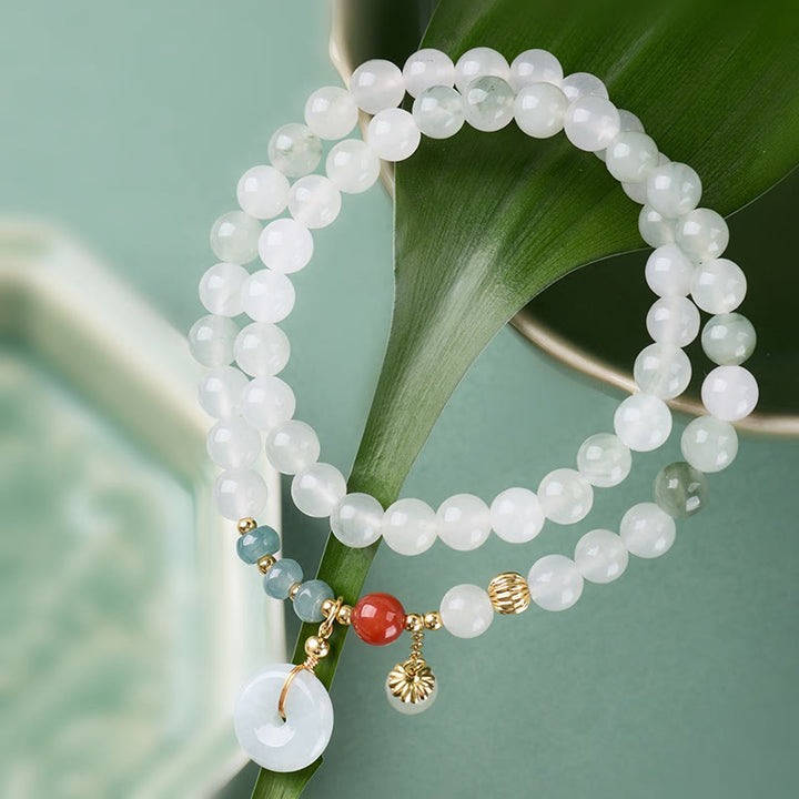 Buddha Stones Bracelet double tour Jade Peace Buckle Chance Abondance - image 1